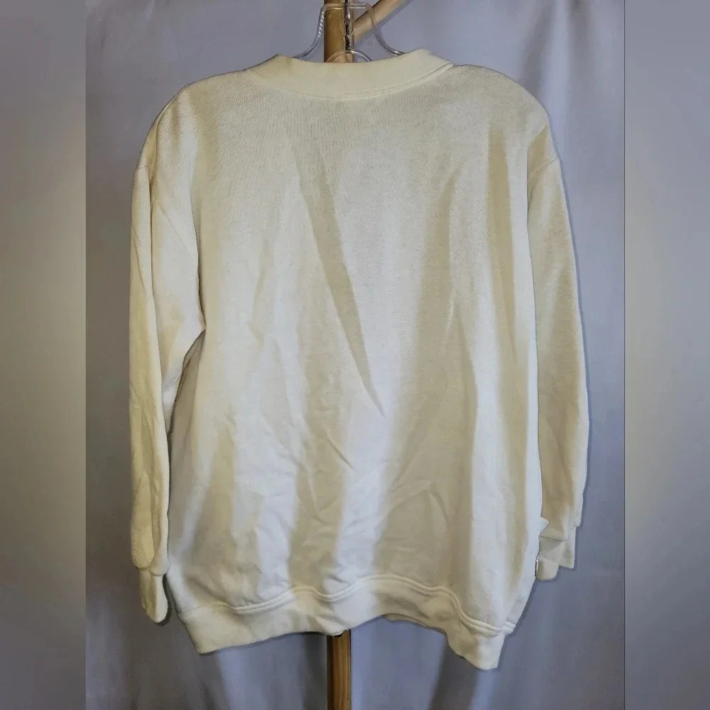Vintage White Sweater with Glitter Butterflies  Pockets Medium - Picture 4 of 7